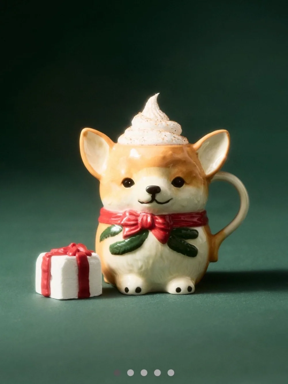 Anthropologie Corgi Dog Ceramic Mug with Red Bow - Picture 2 of 2